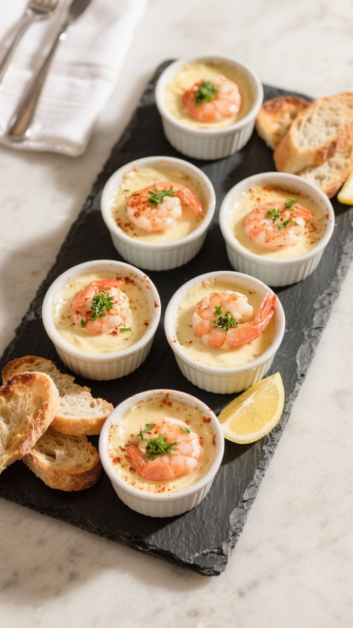 Final presentation: Restaurant-quality plating of Charleston’s Shrimp Cargot served in 6–8 small