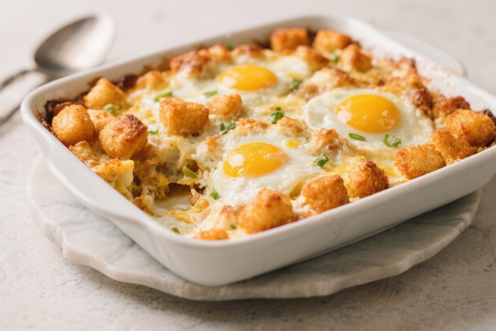 Easy Tater Tot Egg Breakfast Casserole – A Cozy, Crowd-Pleasing Morning Favorite